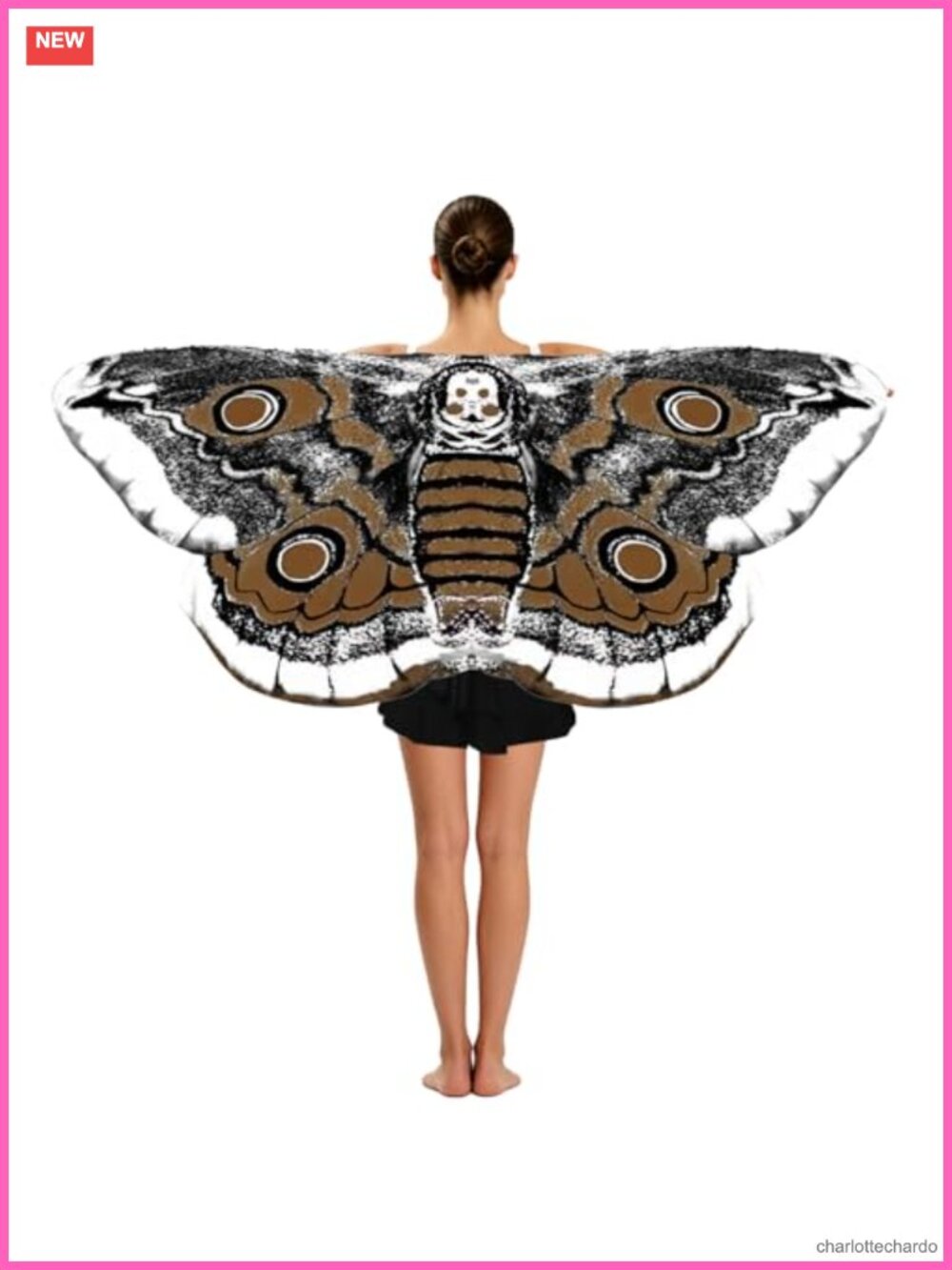 Chiffon Wings Shawl Cape Fairy Costume with Masquerade Mask Set